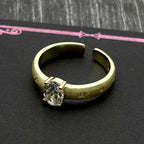 Two-Tone Ring Sterling Zircons Set Matte