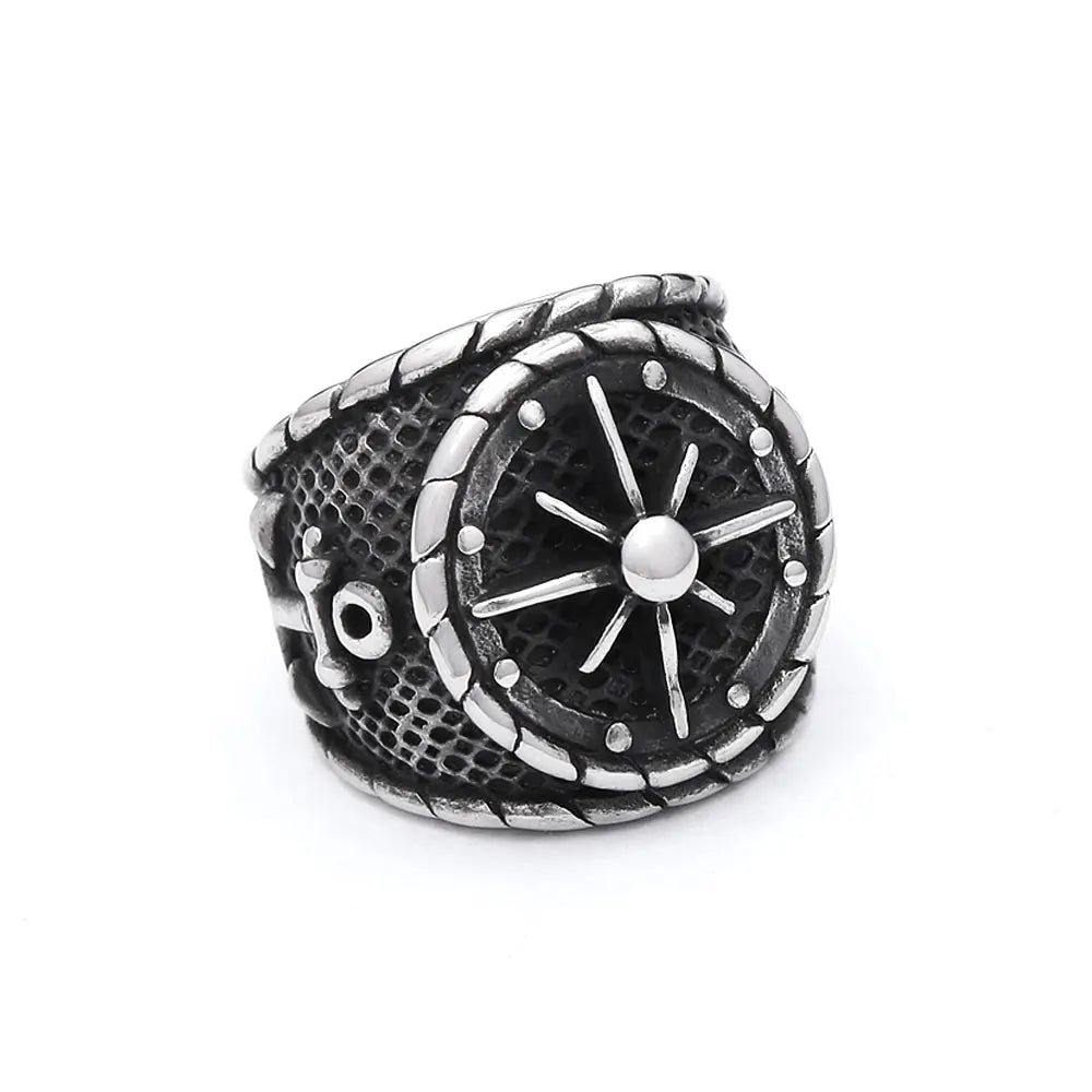 Viking Odin Compass Ring — Stainless Steel