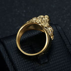 Hip Hop Gold Color Lion Head Ring Stainless Steel Big Large Animal Lion Finger Rings For Men Boys Punk Rapper Jewelry