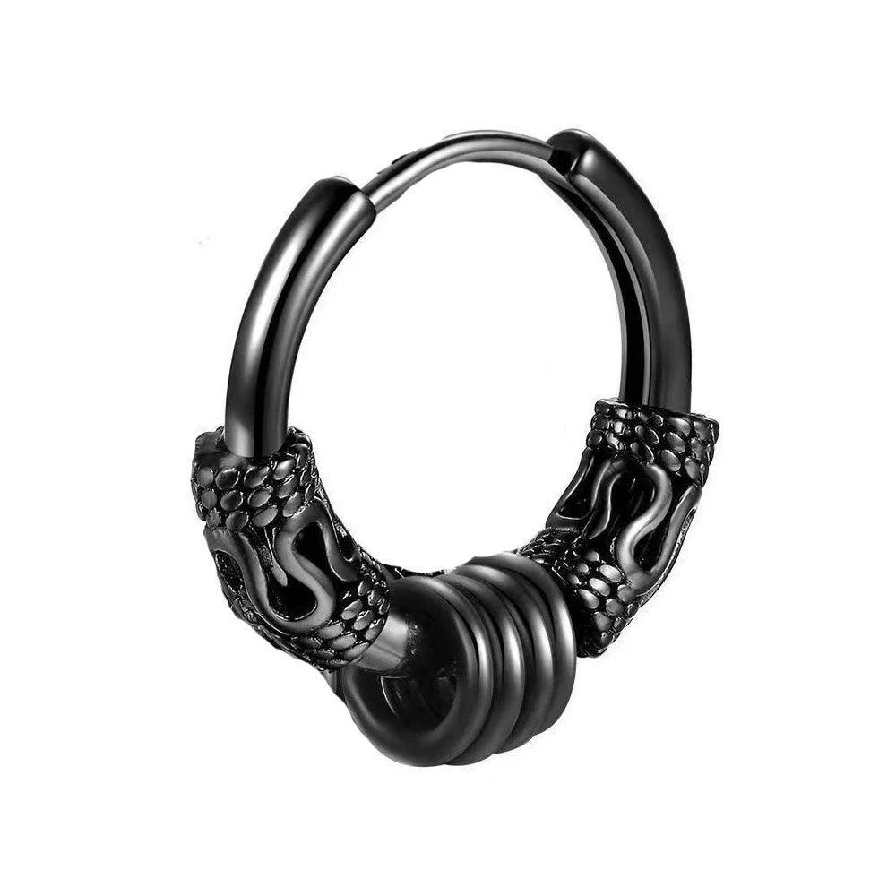 Stainless Steel Gothic Totem Hoop Earring