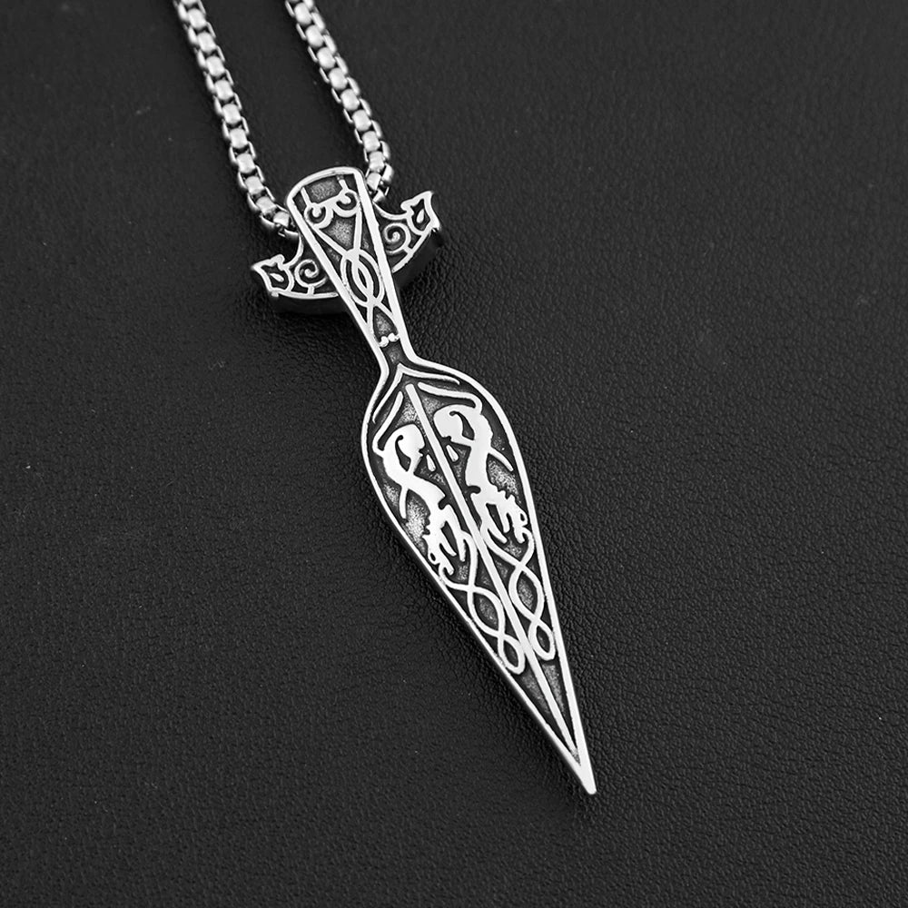 Odin Steel Pendant Nordic Viking Sword Spear Spartan