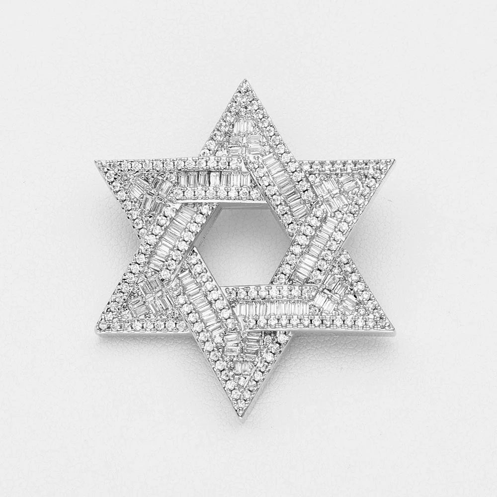 Iced Out Hexagram Pendant Stainless Steel