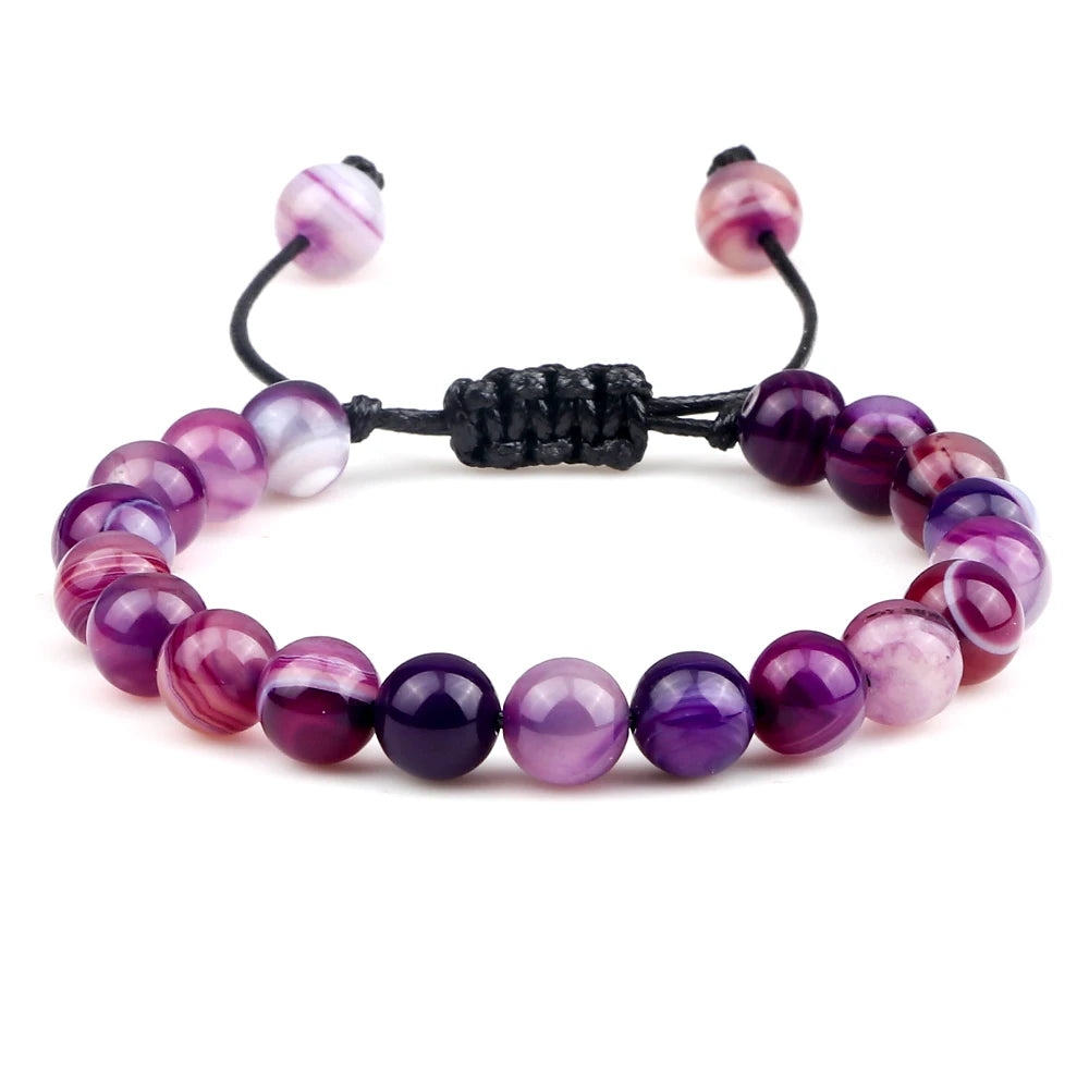 Natural Tiger Eye Stone Braided Beaded Bracelet, Adjustable