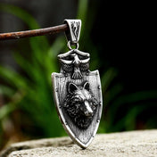 Viking Wolf Pendant Necklace — Steel