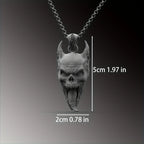 Black Skull Pendant Necklace — Wooden Box