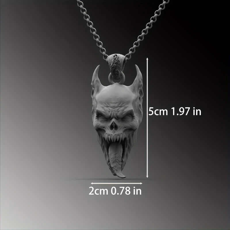 Black Skull Pendant Necklace — Wooden Box