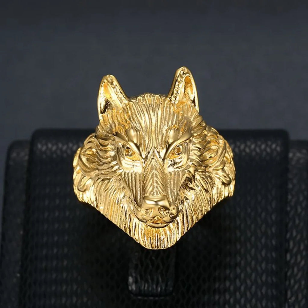 Punk Chunky Wolf Head Ring 19mm — Stainless Steel