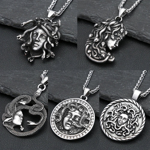 Classic Medusa Snake Pendant — Stainless Steel