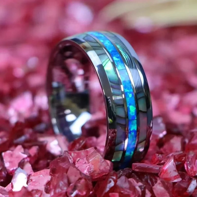 Red Personalized Couple Tungsten Carbide Ring with Spider Pattern Dome Edge,Comfortable Fit, Fashionable Daily Item,Wedding Ring