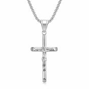 Jesus Cross Pendant Collar Chain Necklace — Stainless Steel