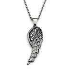 Simple Retor Angel Wing Chain For Women Men Stainless Steel Silver Color Grain Gothic Fashion Daily Wear Necklace