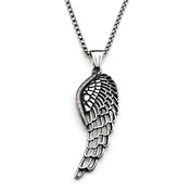 Simple Retor Angel Wing Chain For Women Men Stainless Steel Silver Color Grain Gothic Fashion Daily Wear Necklace