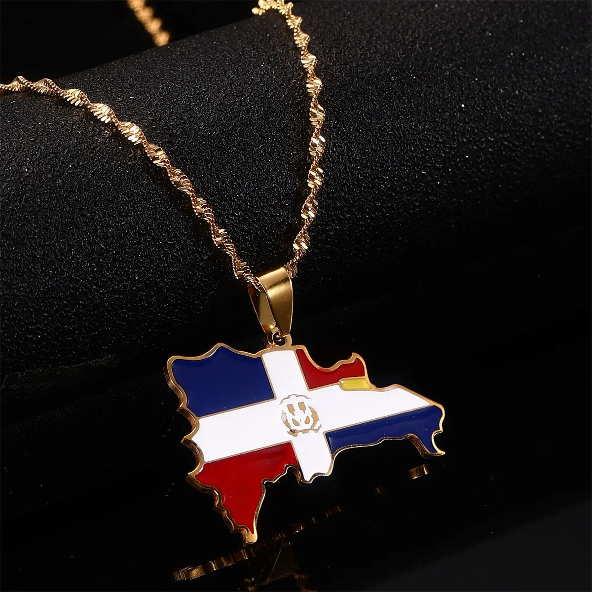 Dominican Republic Map Pendant Necklace