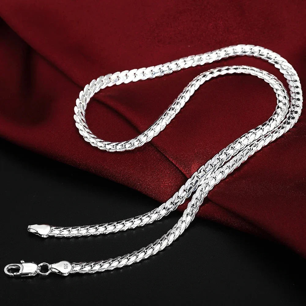 KCRLP luxury 925 Sterling Silver Necklace classic 6MM Sideways Chain For Women Men Fashion Party Wedding Jewelry gifts