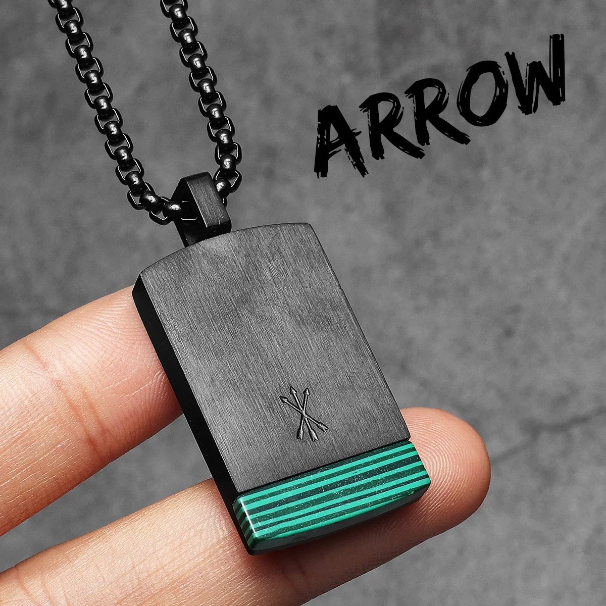 Arrow Tag Pendant Necklace — Stainless Steel