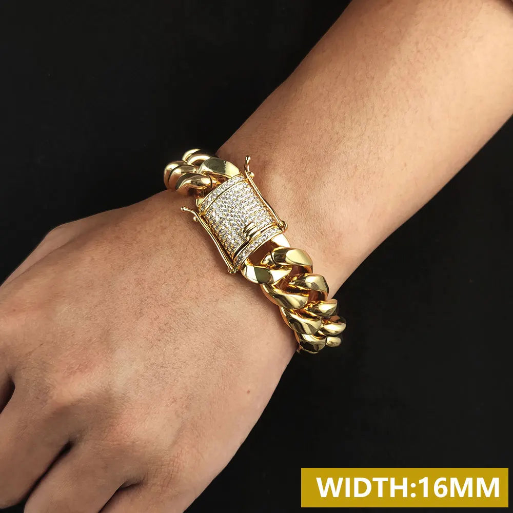 Iced Out Cuban Bracelet Stainless Steel Miami