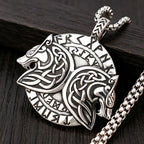 Stainless Steel Viking Fenrir Wolf Pendant Necklace Vintage Nordic Rune Men Jewelry Best Gift Wholesale Dropshipping