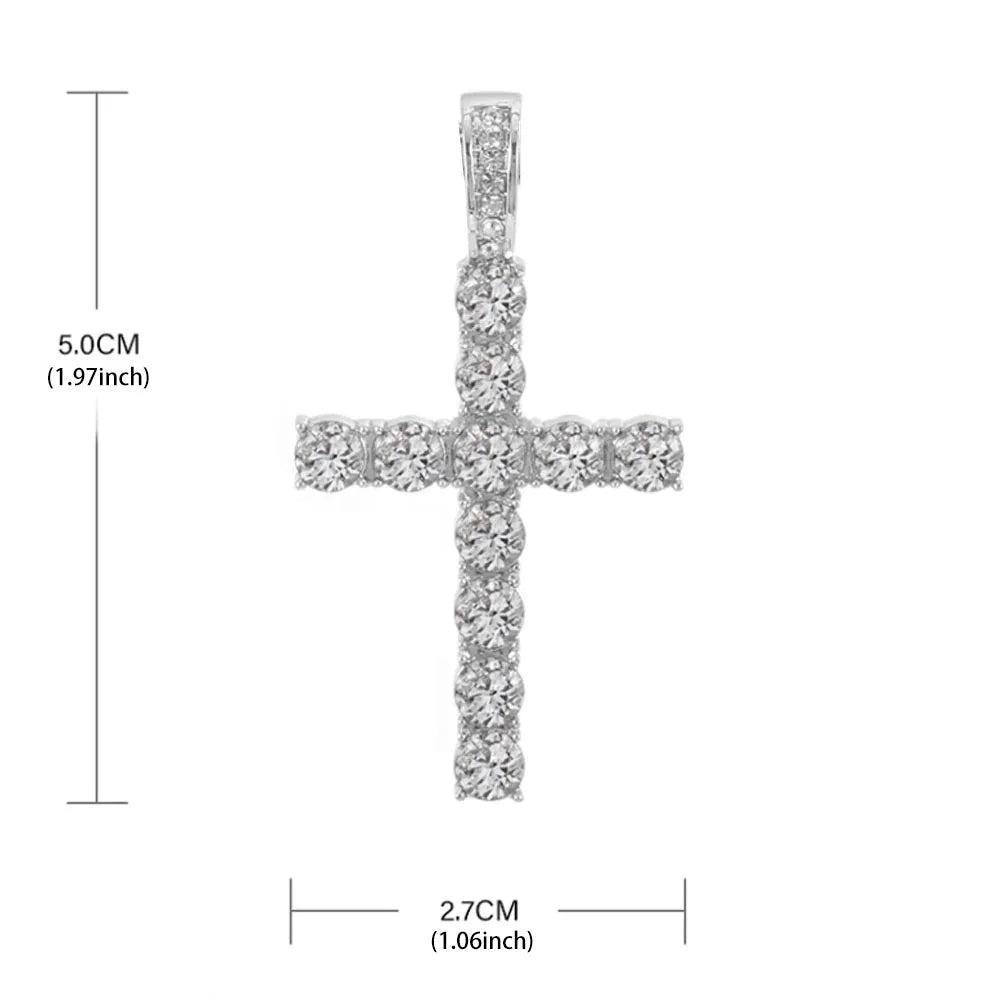 Hip Hop Cross Pendant Necklace For Women Jewelry Female Statement Men Iced Out Tennis Chain Gold Color Jewellery Gift