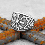 Viking Stainless Steel Ring Anchor Compass Tree of Life Nordic Viking Rune Wolf Men and Women Ring Jewelry for Boyfriend as Gift