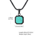 Fashion High Quality Natural Stone Square Pendant Stainless Steel Long Chain Necklace Trendy Simple Popular Jewelry for Men Gift