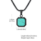 Fashion High Quality Natural Stone Square Pendant Stainless Steel Long Chain Necklace Trendy Simple Popular Jewelry for Men Gift