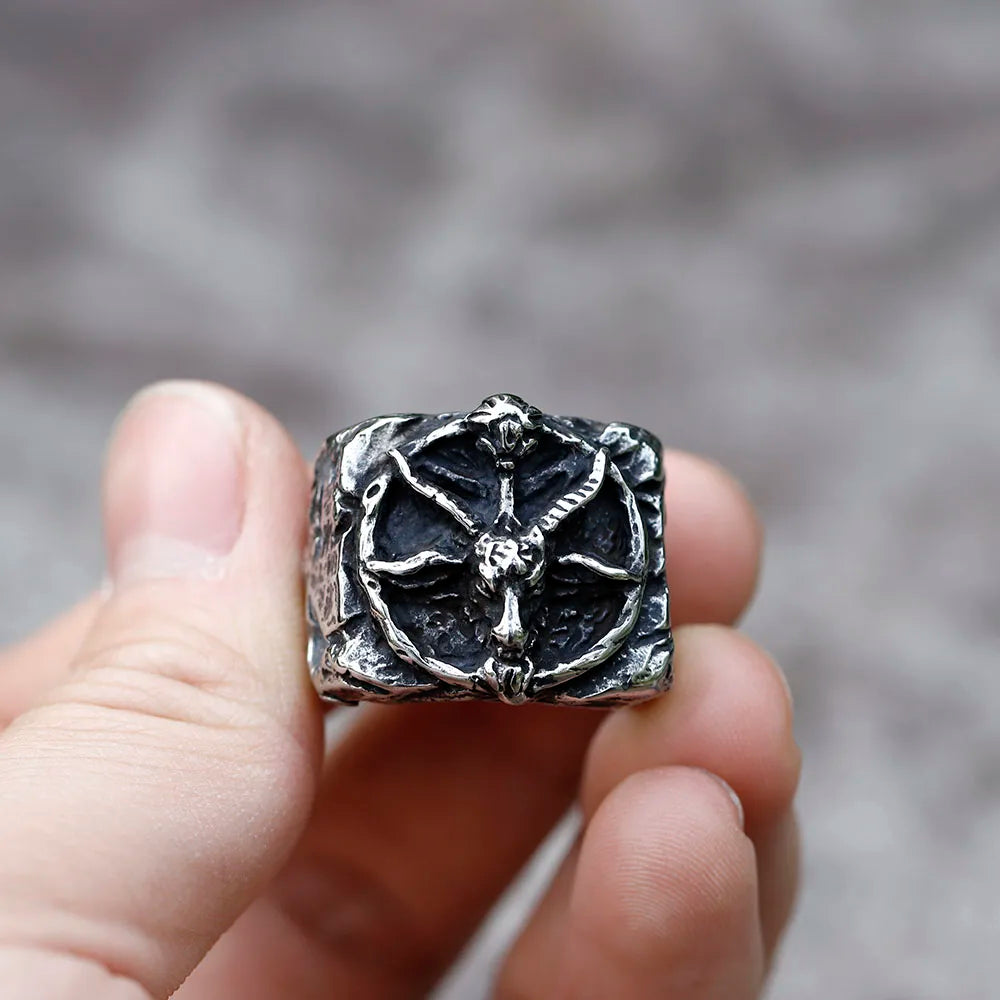 2022 NEW Men's 316L stainless-steel rings Vintage Steam punk SKULL with sheep Fashion Gothic Motorcycle Jewelry free
