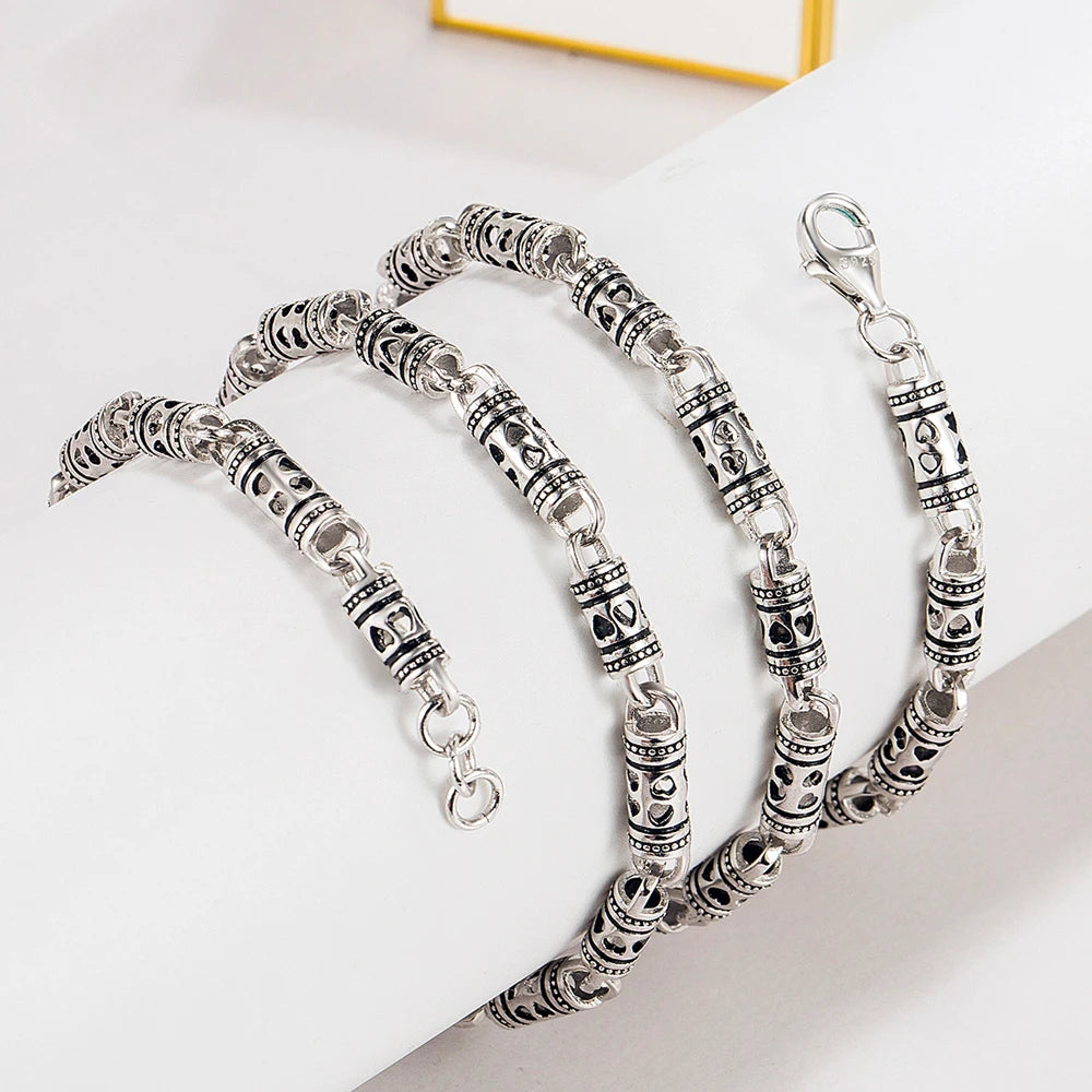 925 Sterling Silver Men's Pendant Necklace Hip-Hop Punk 24-Inch Chain Fashion Jewelry for Men And Boys Retro Thai Style