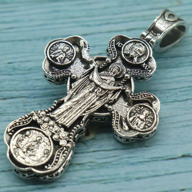 Orthodox Cross Silver Pendant Necklace