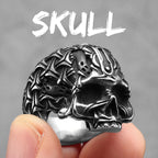 Flower Skull Ring Black — Stainless Steel