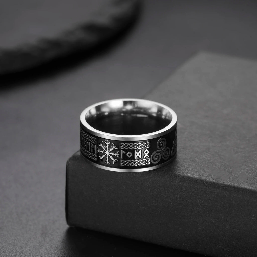 Viking Valknut Triskelion Norse Totem Ring — Stainless Steel