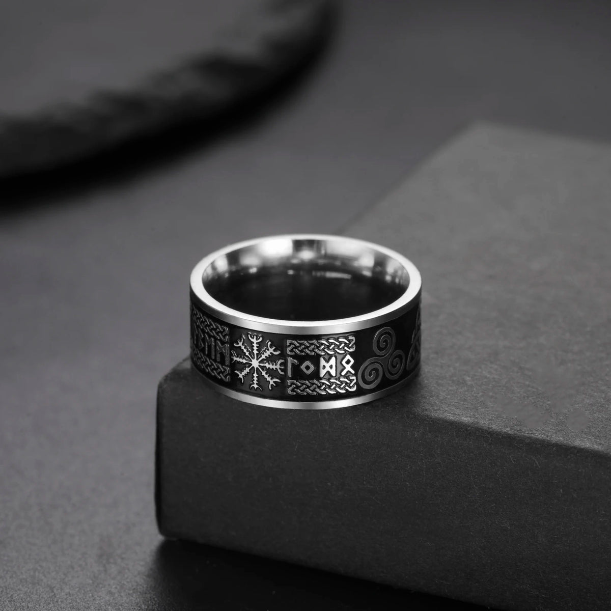 Viking Valknut Triskelion Norse Totem Ring — Stainless Steel