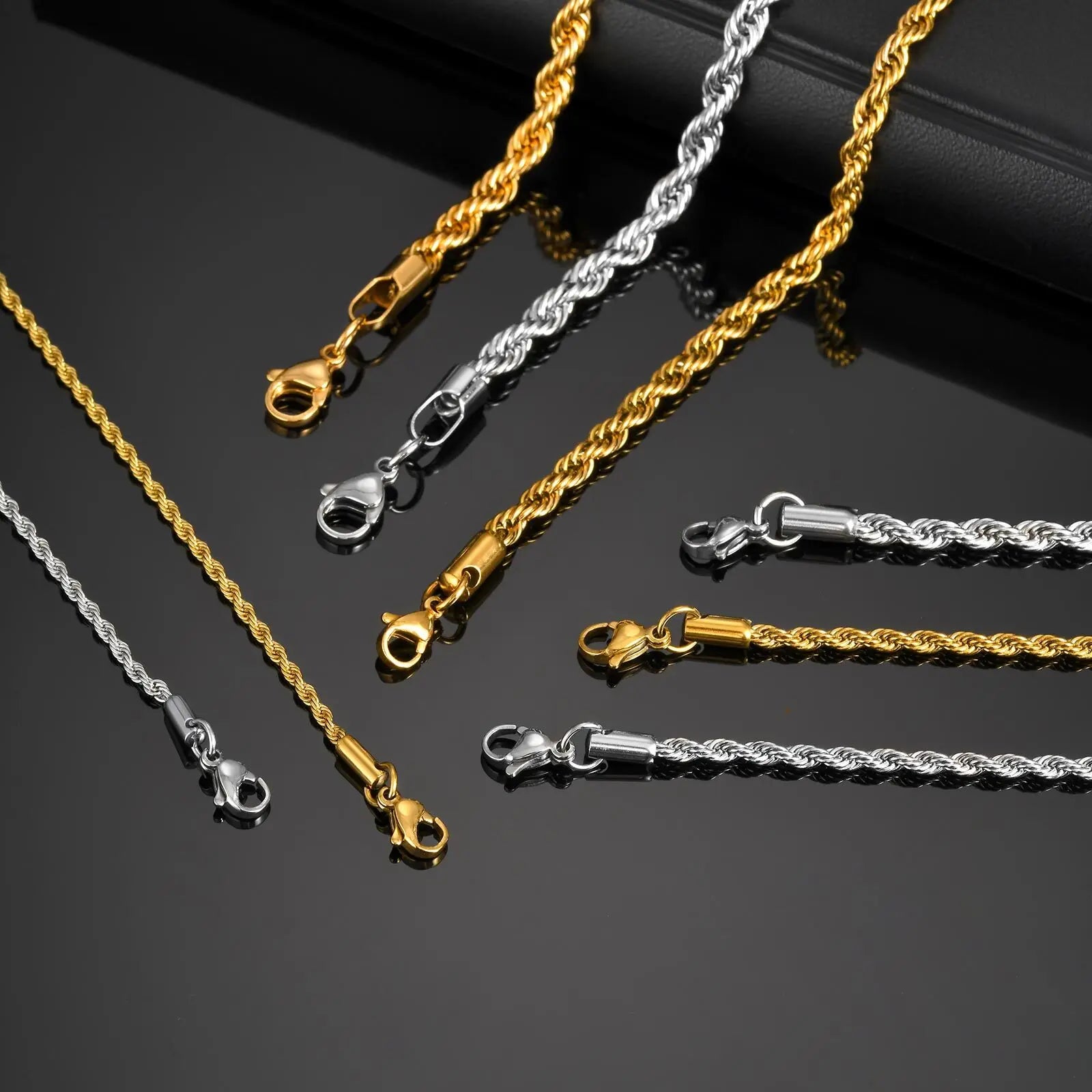 Gold Rope Chain Bracelet 5mm — Stainless Steel