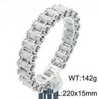 Retro Heavy Brush Stainless Steel Motorcycle Chain Bracelet 11/13MM Wide Mens Women Bike Biker Bracelets Hip-Hop Jewelry 19-23cm