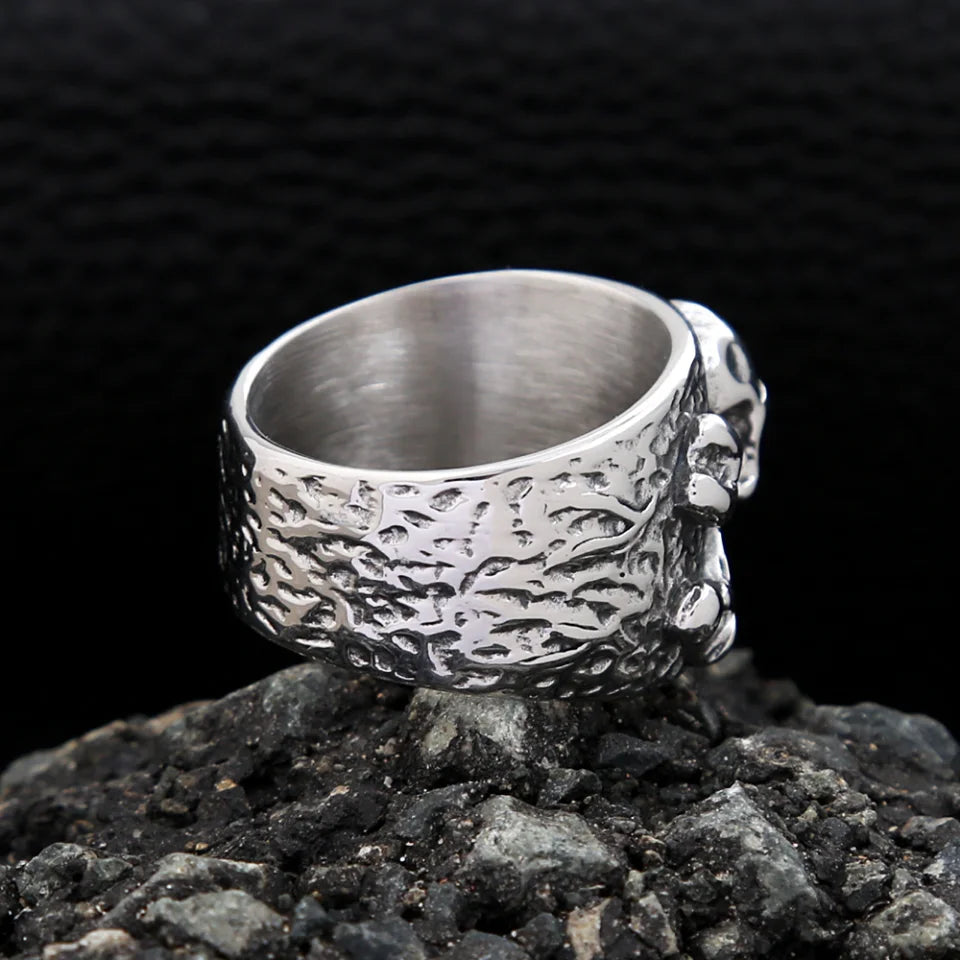 Punk Vintage Stainless Steel Crossbones Pirate Skull Ring For Men Boys Biker Hip Hop High Quality Fashion Jewelry Gift