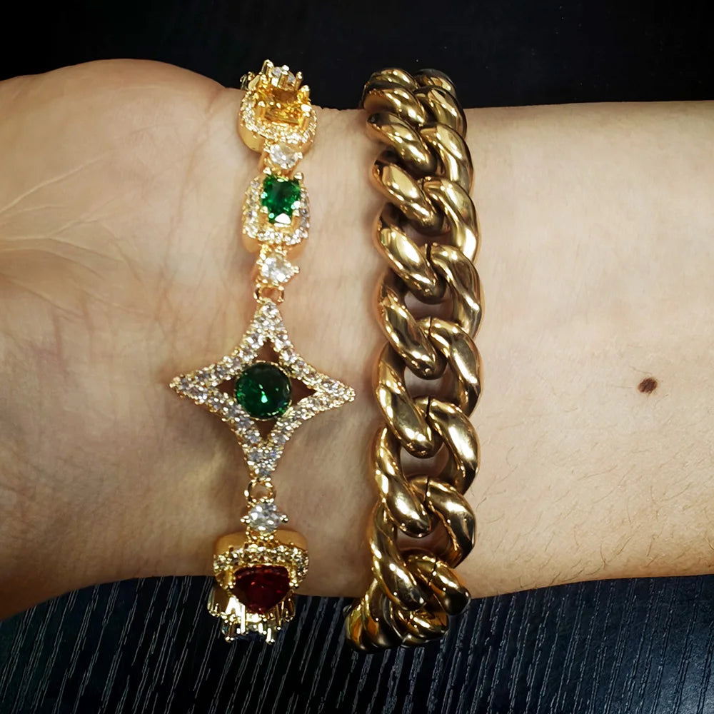 Iced Out Cuban Chain Necklace Stainless Steel 12MM