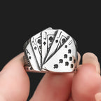 Poker Card Steel Ring Vintage Biker Playing Finger