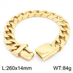 Gold Cuban Curb Link Chain Bangle Bracelet — Stainless Steel