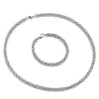 New Hip Hop Cable Link Chain Bracelet Necklace Set Men Women Vacation Choker Vintage Aestethic Kpop Stainless Steel Jewelry