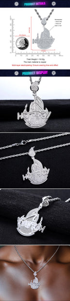 Iced Out Flame Pendant — 14K Gold