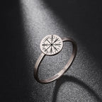 LIKGREAT Vintage Viking Rune Signet Scandinavn Rings for Men Women Vegvisir Compass Ring Circle Norse Helm of Awe Amulet Jewelry