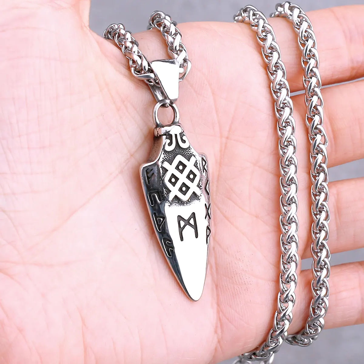 Odin Rune Vegvisir Pendant Necklace — Stainless Steel