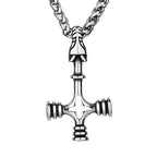 Retro Simple Nordic Viking Wolf Cross Amulet 316L Stainless Steel Pendant Necklace Jewelry Gift