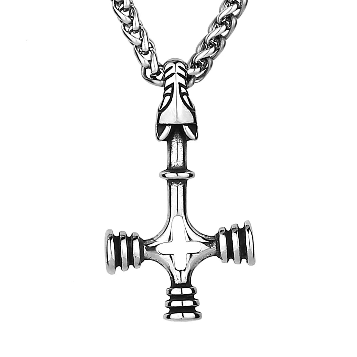 Retro Simple Nordic Viking Wolf Cross Amulet 316L Stainless Steel Pendant Necklace Jewelry Gift