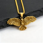 Punk Eagle Necklace for Men,Gold Silver Color Stainless Steel Eagle Pendant Necklace,Birthday Hip Hop Jewelry Gift