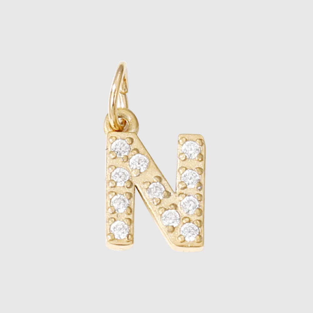 Letter Charm Pendant Necklace — Gold Iced
