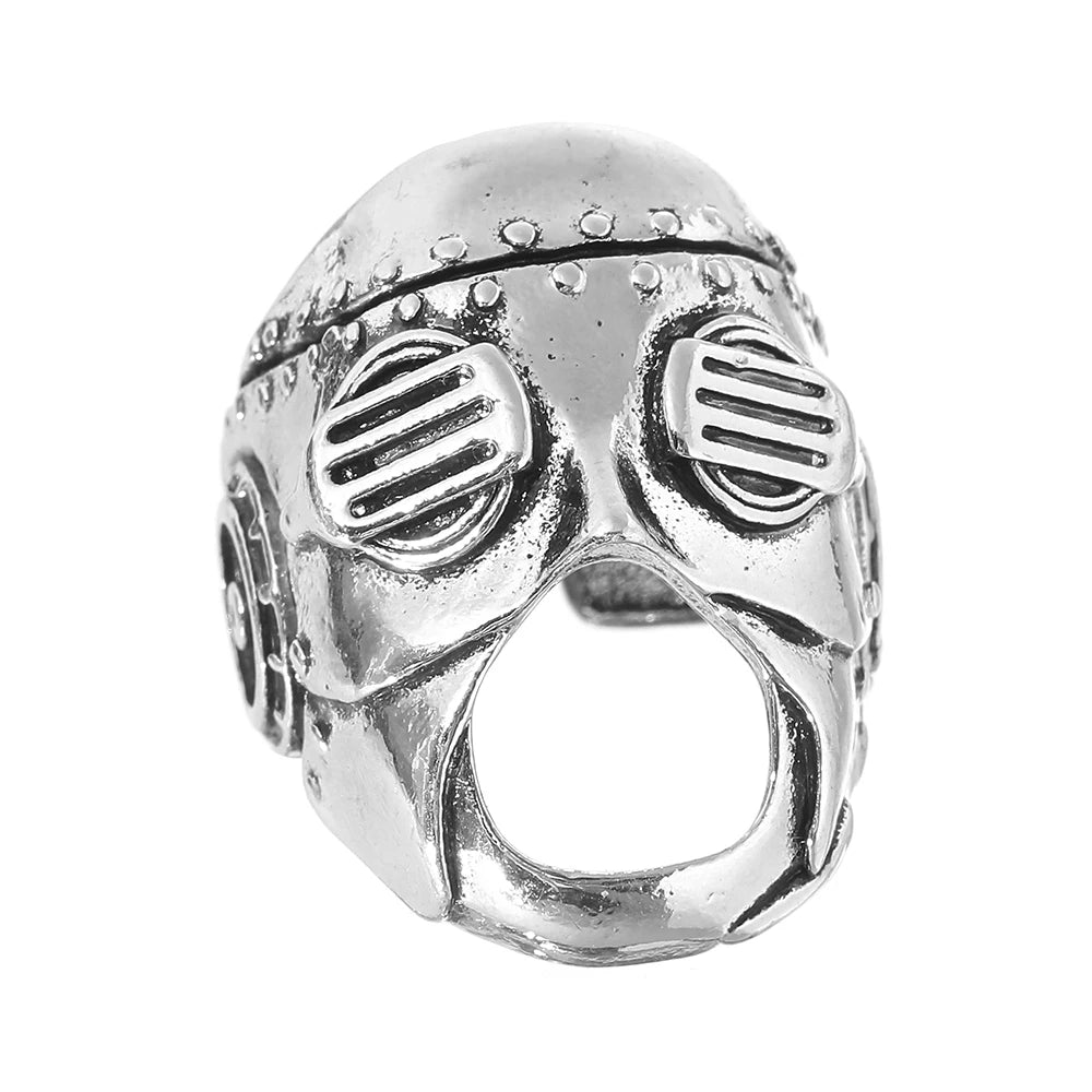 Robot Ghost Skull Open Ring — Stainless Steel