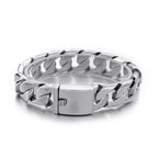 Fongten Cuban Chain Bracelet For Men Shiny Matte Stainless Steel Heavy Male Bracelets Bangle Silver Color Curb Jewelry