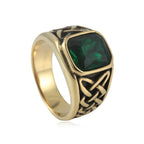 Viking Steel Ring Vintage Nordic Knot Rune Square