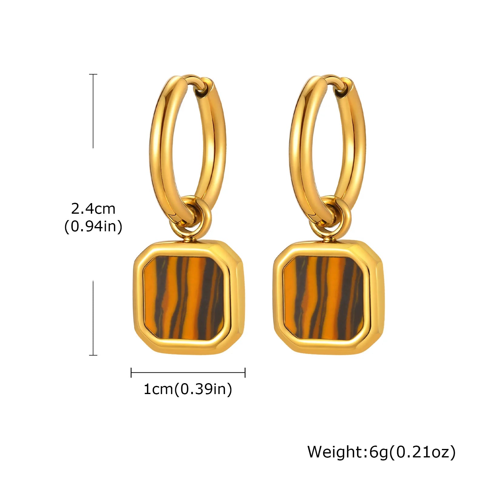 Natural Stone Huggie Hoop Earrings — SS