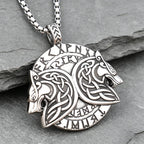 Stainless Steel Viking Fenrir Wolf Pendant Necklace Vintage Nordic Rune Men Jewelry Gift Wholesale Dropshipping